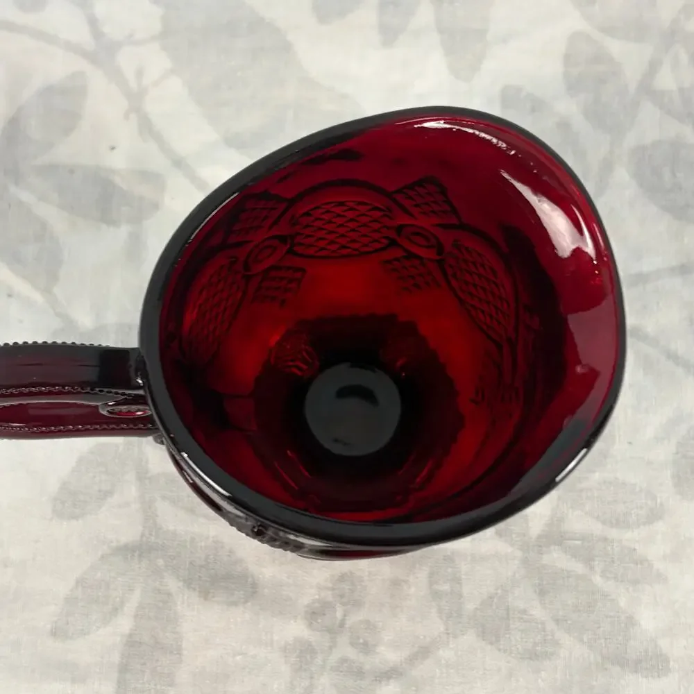 Avon Cape Cod Ruby Red Glass Creamer Vintage Pedestal Cream Pitcher